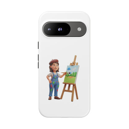 Google Artist Painting Phone Case — Cute Female Painter Illustration Phone Cover