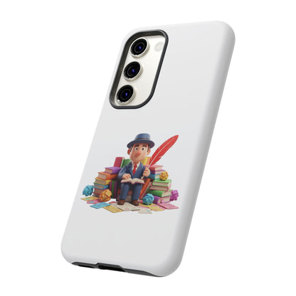 Samsung Bookworm Illustration Phone Case — Cute Scholar with Feather Pen