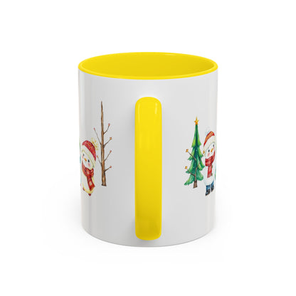 Christmas Snowman Mug — Cute Holiday Coffee Cup with Festive Tree & Snowmen (11/15oz)