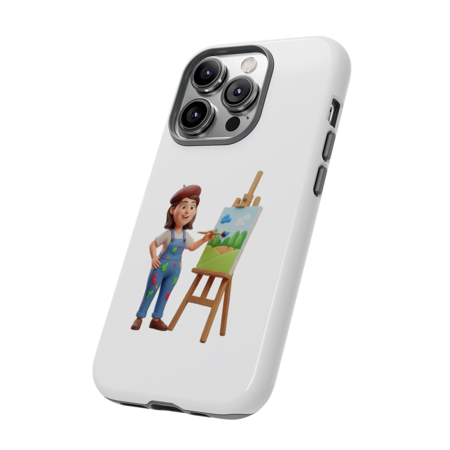 iPhone Artist Painter Phone Case — Cute Female Artist with Easel Protective iPhone Cover