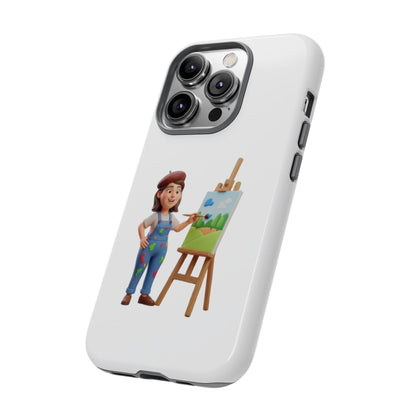 iPhone Artist Painter Phone Case — Cute Female Artist with Easel Protective iPhone Cover