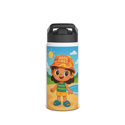 Botella térmica de acero inoxidable para niños Good Vibes — Botella térmica con dibujos de playa
