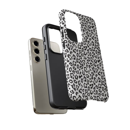 Samsung Leopard Print Tough Phone Case – Black & White Animal Pattern Protective Cover