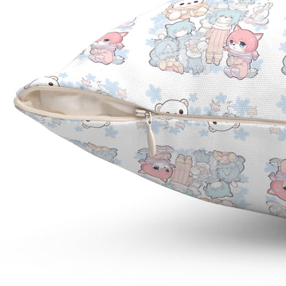 Niedliches, pastellfarbenes Plüschkissen – Dekokissen mit Kawaii-Tiermuster