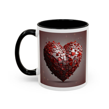 Heart Mosaic Accent Coffee Mug — Romantic Valentine’s Day Gift (11/15 oz)