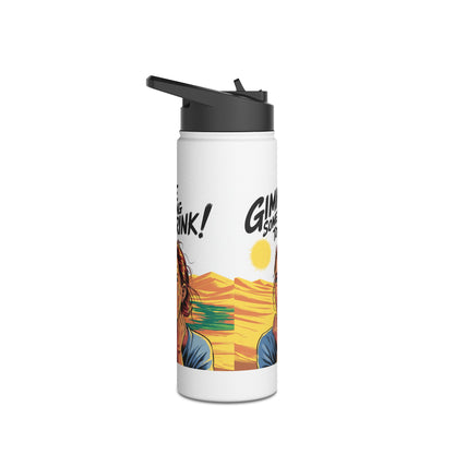 Isolierte Wasserflasche – „Gib mir was zu trinken!“ Retro-Comic-Design