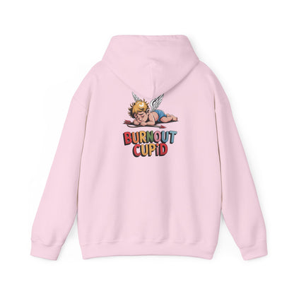 Burnout Cupid Hoodie — Cute Tired Cupid Graphic Pullover
