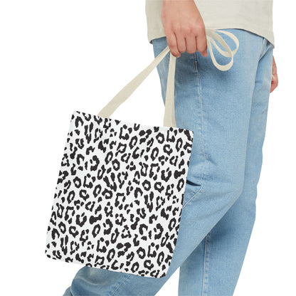 Leopard Print Tote Bag — Black & White All-Over-Print Shopper