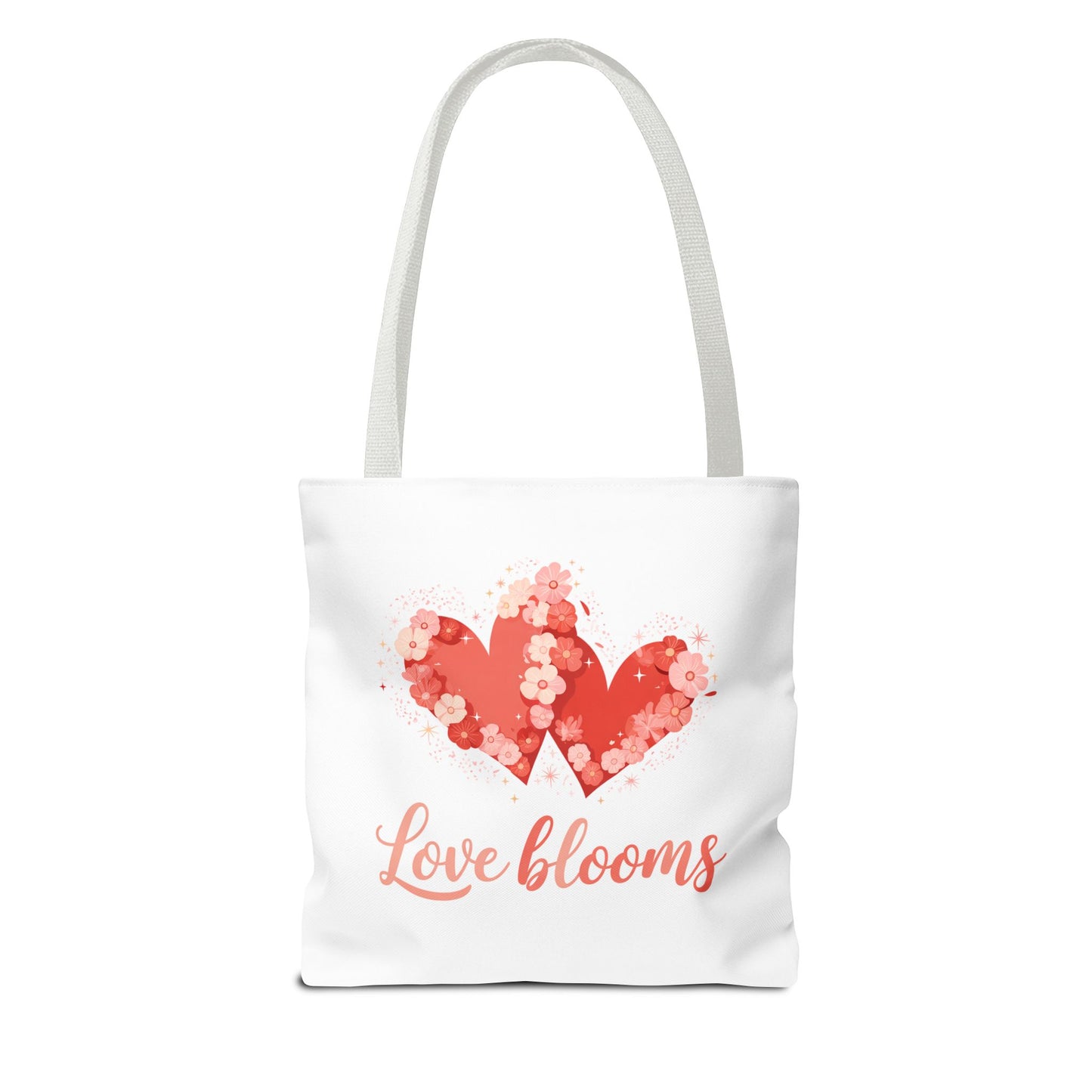 Love Blooms Heart Tote Bag — Floral Valentine Canvas Tote