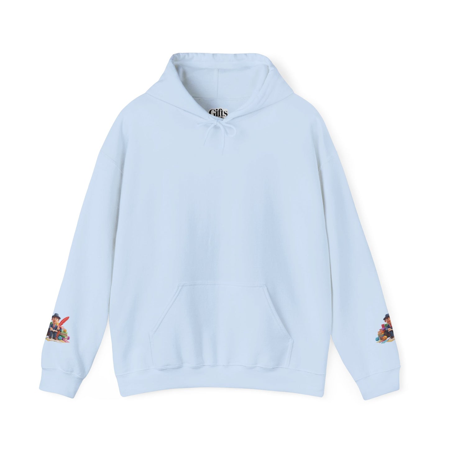 Book Lover Hoodie — Cute Reader Character with Books & Quill Sweatshirt