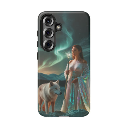 Samsung Aurora Guardian Handyhülle – Mystic Woman &amp; Wolf Magic Galaxy Schutz