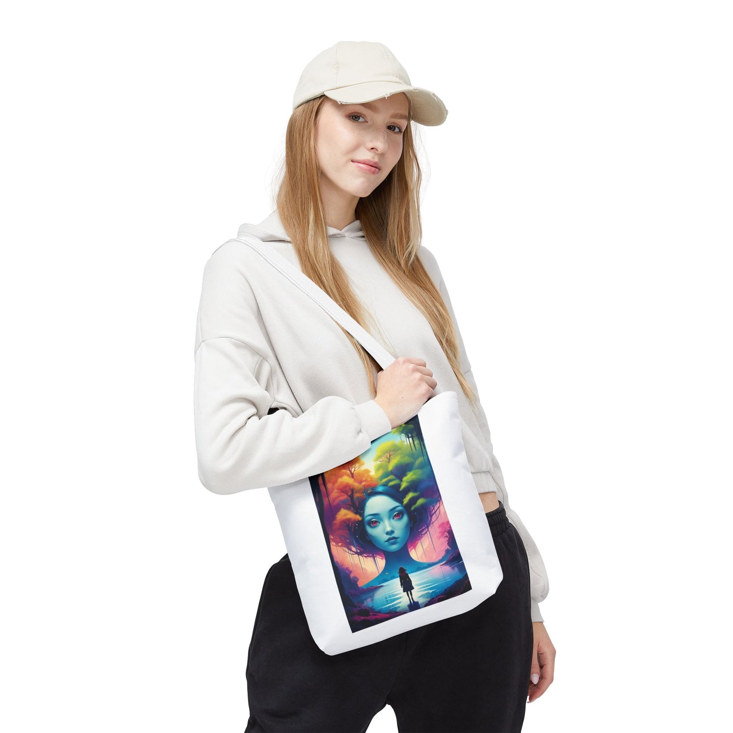 Dreamscape Portrait Tote Bag — Surreal Forest Girl Art
