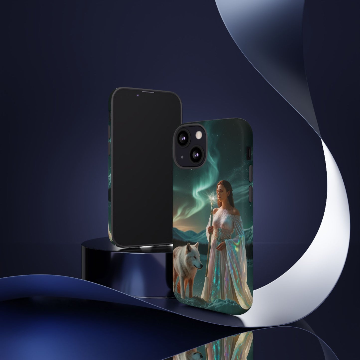 iPhone Mystic Guardian Phone Case — Aurora Wolf Woman Protective Cover