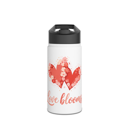 Love Blooms Stainless Steel Water Bottle — Floral Heart Insulated Bottle