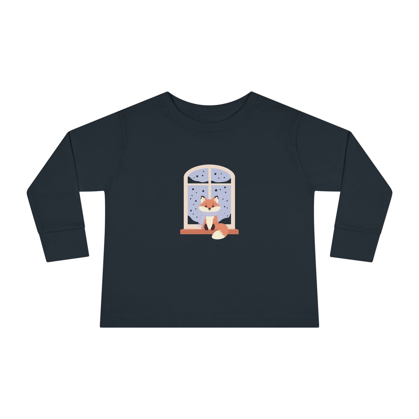 Toddler Long Sleeve Tee — Cozy Fox by Window Winter Sleepy Nursery Shirt
