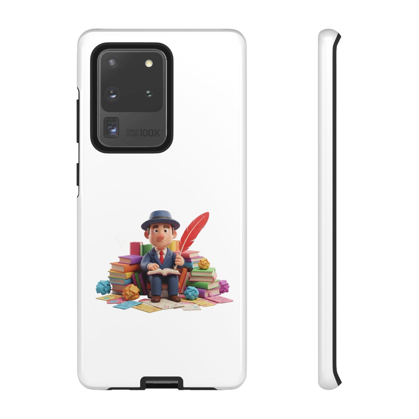 Samsung Bookworm Illustration Phone Case — Cute Scholar with Feather Pen