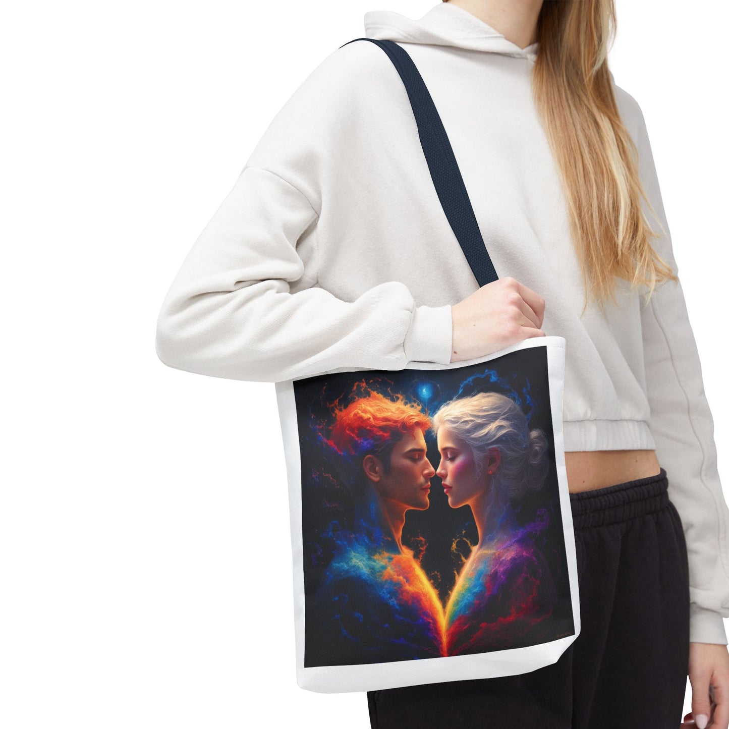 Cosmic Lovers Tote Bag — Fire & Ice Romantic Art AOP