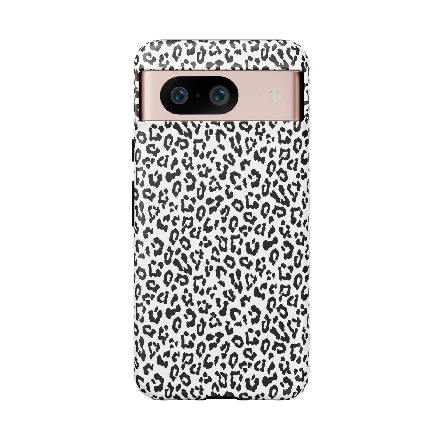 Funda para teléfono con estampado de leopardo de Google: resistente, en blanco y negro