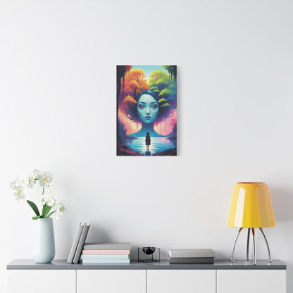 Surreal Blue Muse Canvas Art — Matte Stretched Wall Decor