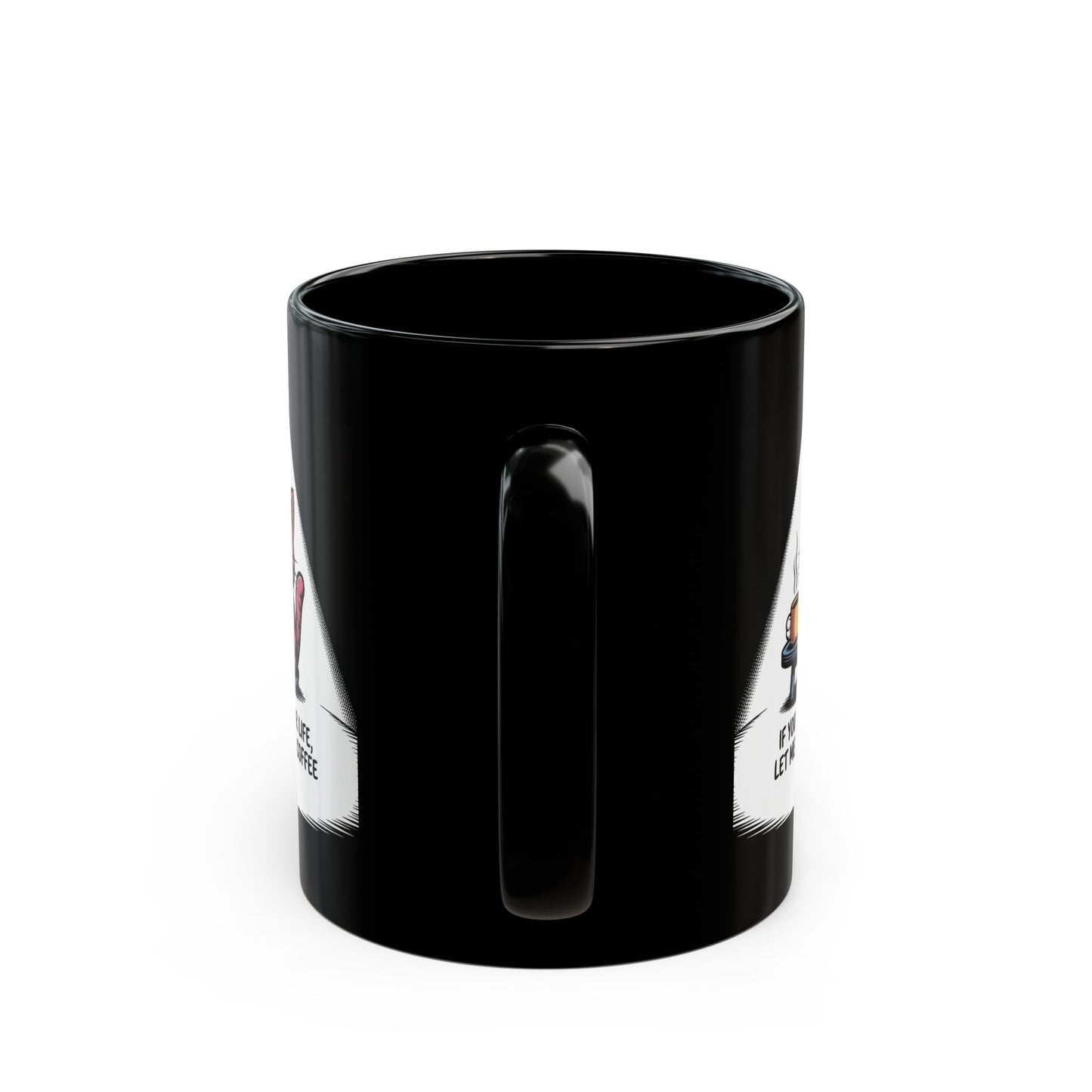 Kaffeetasse mit Katzenmotiv – „Wenn dir dein Leben lieb ist, lass mich meinen Kaffee austrinken“ – Schwarze Keramiktasse