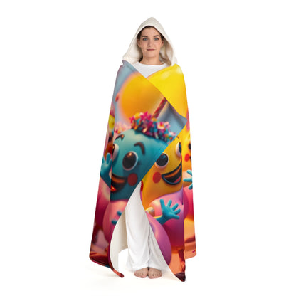 Hooded Sherpa Blanket — Colorful Emoji Characters Cozy Throw