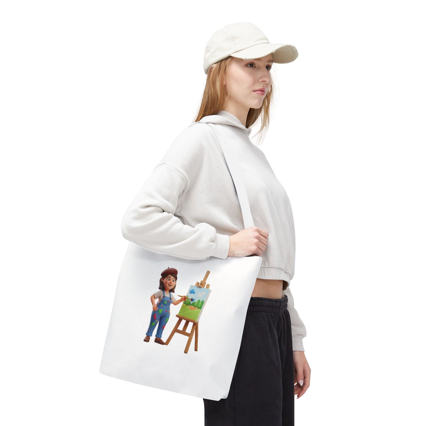 Artist Tote Bag — Painter with Easel Illustrated AOP Tote