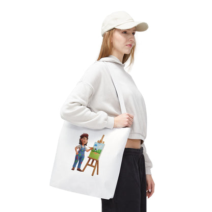 Artist Tote Bag — Painter with Easel Illustrated AOP Tote