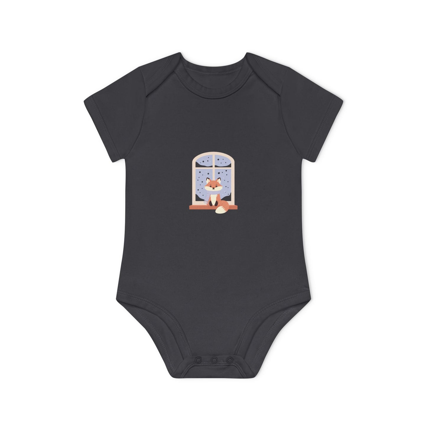 Baby Bodysuit — Cozy Fox by the Window Organic Short Sleeve Baby Onesie
