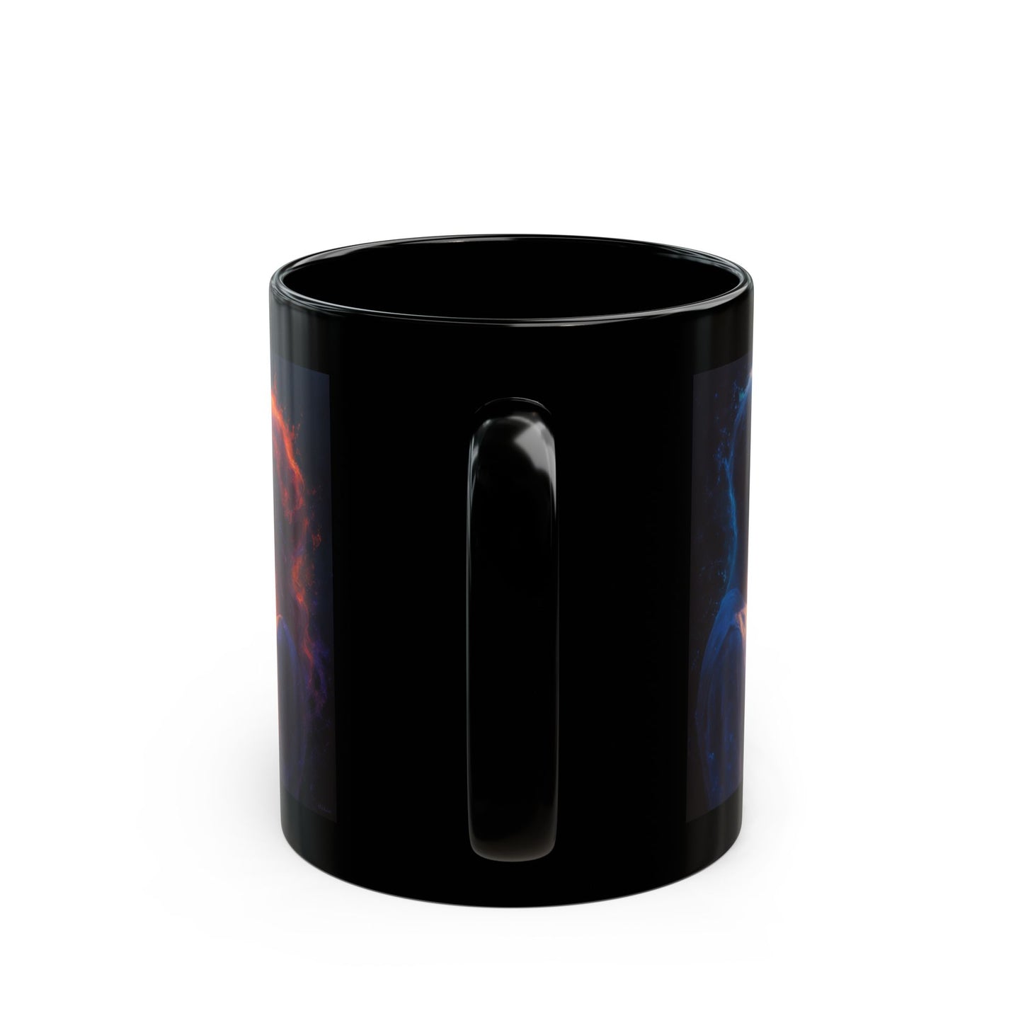 Cosmic Lovers Coffee Mug — Neon Starry Couple Black Mug (11oz/15oz)