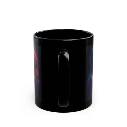 Cosmic Lovers Coffee Mug — Neon Starry Couple Black Mug (11oz/15oz)