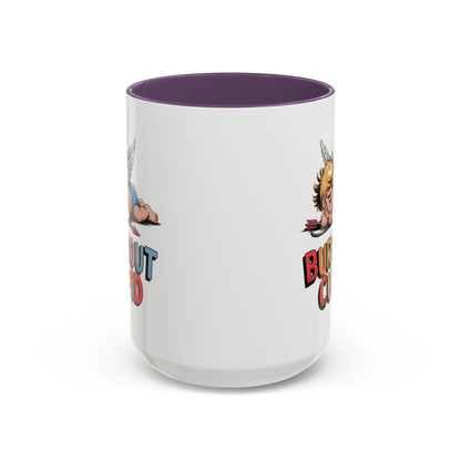 Burnout Cupid Coffee Mug — Cute Tired Cupid Accent Mug (11/15 oz)