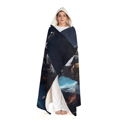 Hooded Sherpa Blanket — Galaxy Space Nebula Design