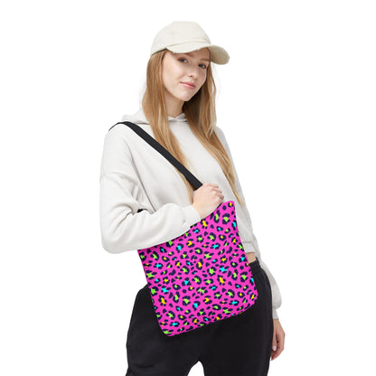 Pink Neon Leopard Print Tote Bag — Bold Animal Print Shopper