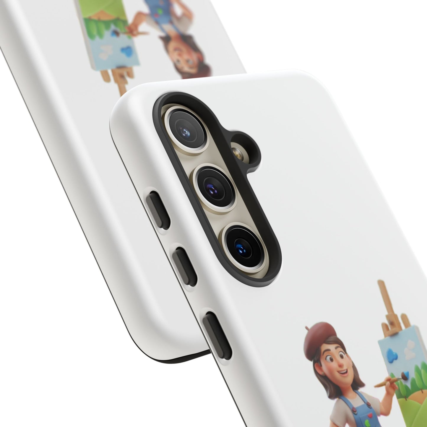 Samsung Handyhülle mit Künstlermotiv – Schutzhülle mit niedlicher Illustration einer Malerin