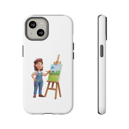 iPhone Artist Painter Phone Case — Cute Female Artist with Easel Protective iPhone Cover