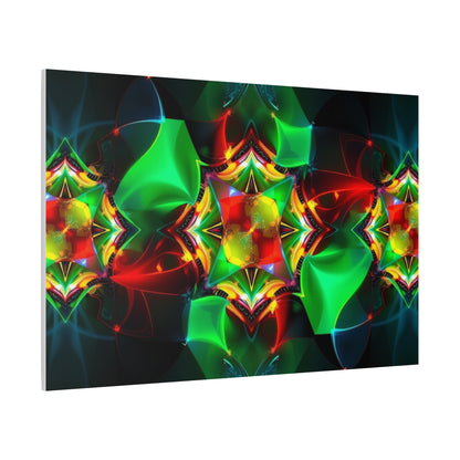 Kaleidoscope Abstract Matte Canvas Wall Art — Vibrant Green & Red Stretched Print