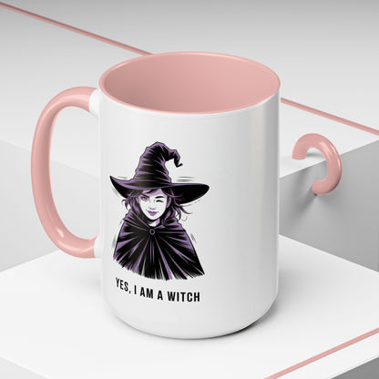 Witch Coffee Mug - "Yes, I Am a Witch" Accent Mug (11/15 oz)