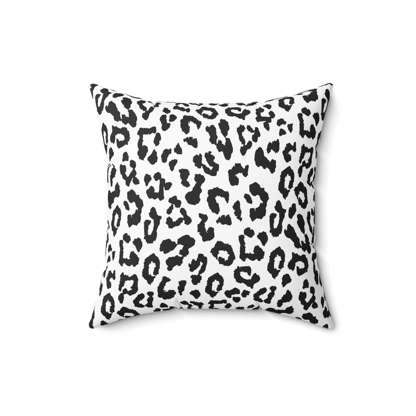 Black & White Leopard Print Square Pillow — Animal Print Decorative Throw Pillow