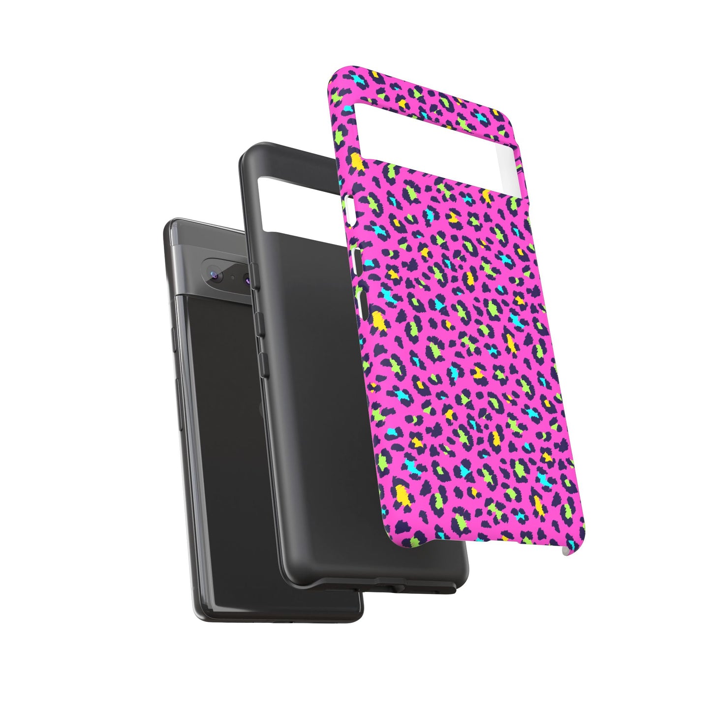 Funda resistente para teléfono Google Pink Neon Leopard: protector con estampado animal brillante