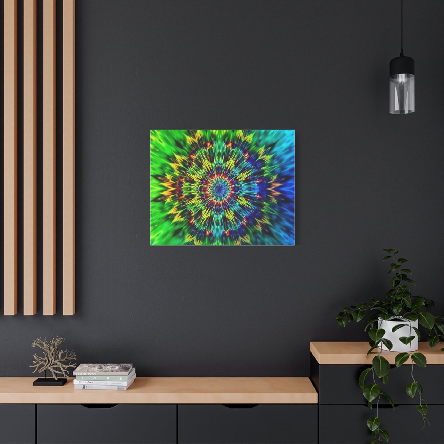 Psychedelic Kaleidoscope Matte Canvas Wall Art — Vibrant Mandala Stretched Canvas