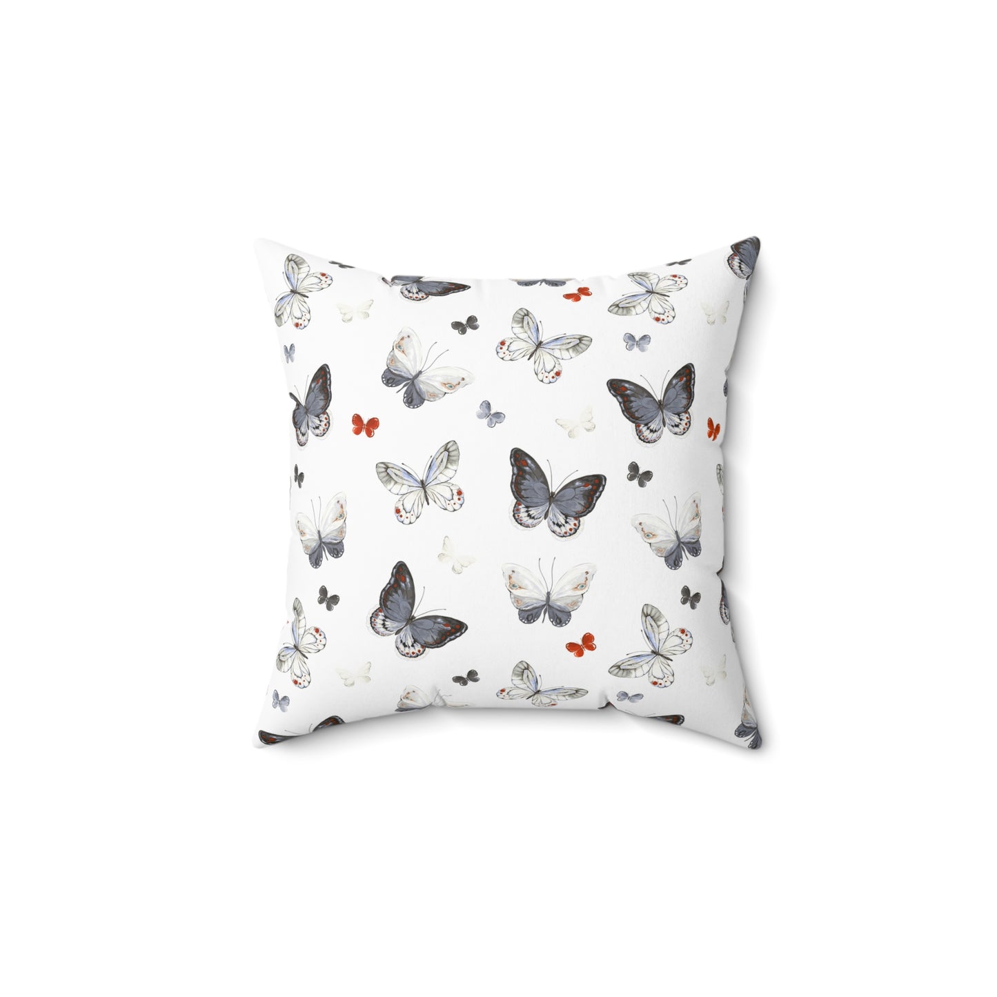 Butterfly Pattern Decorative Pillow — Neutral Gray & White Accent Throw