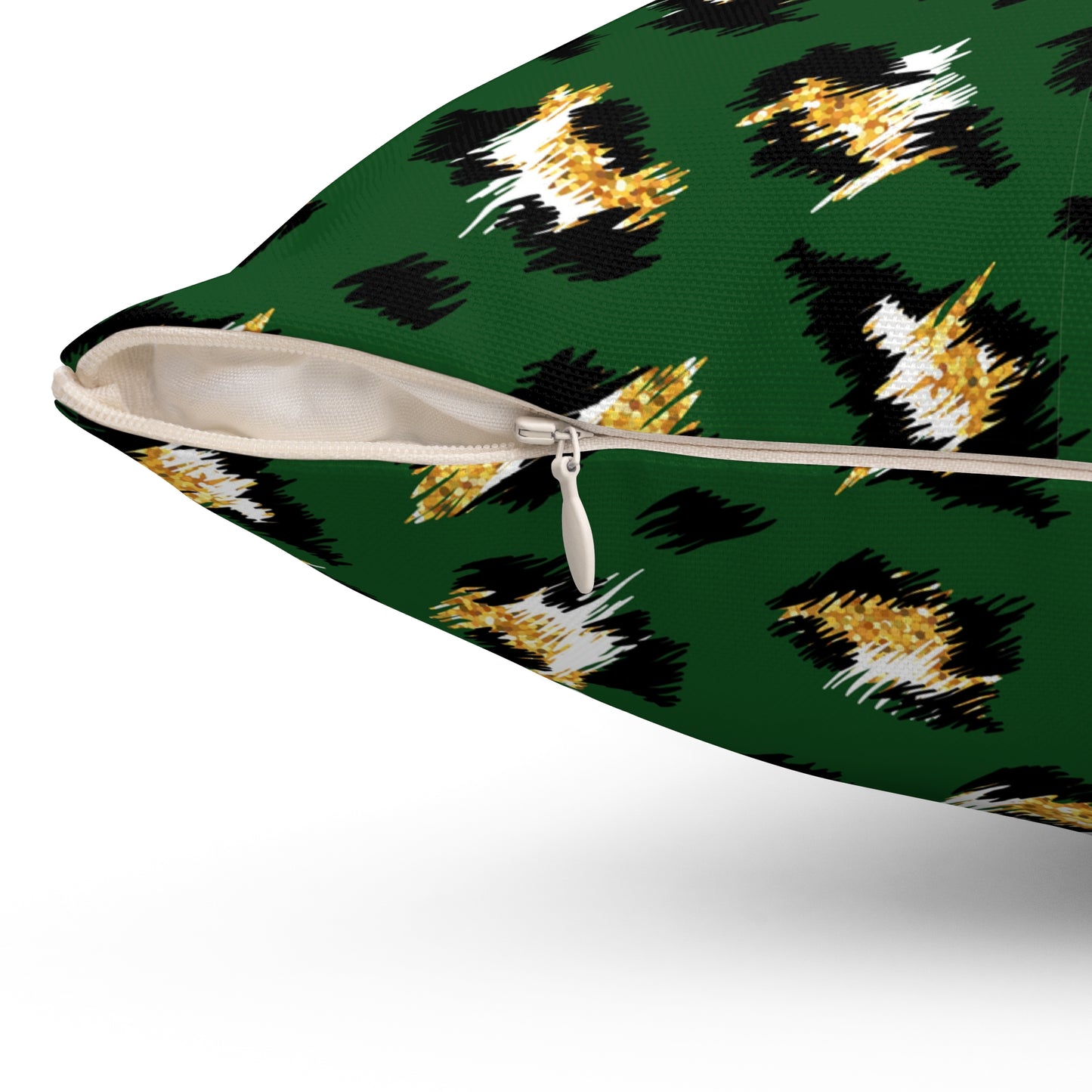 Green Leopard Print Decorative Pillow — Animal Print Accent Cushion