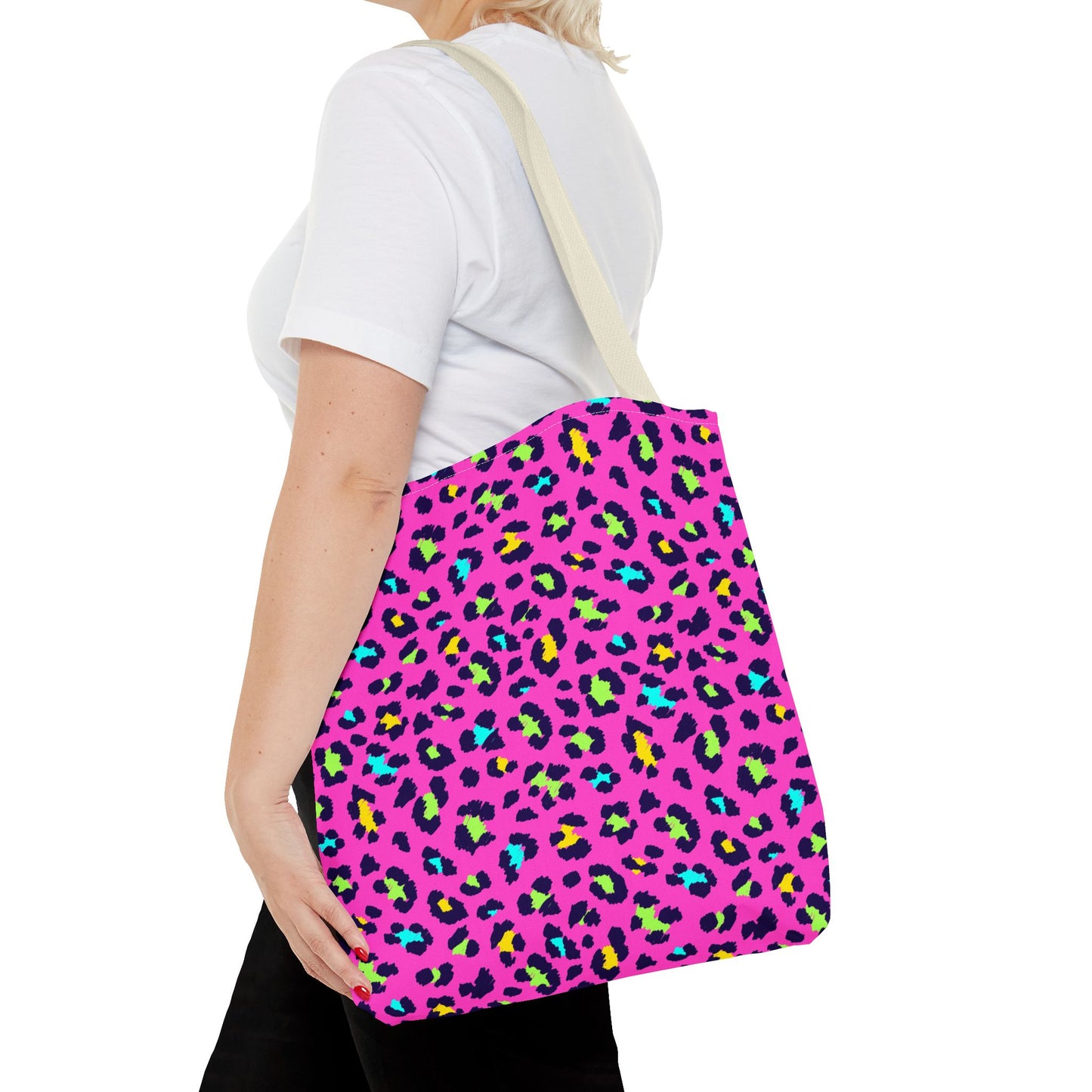Pink Neon Leopard Print Tote Bag — Bold Animal Print Shopper