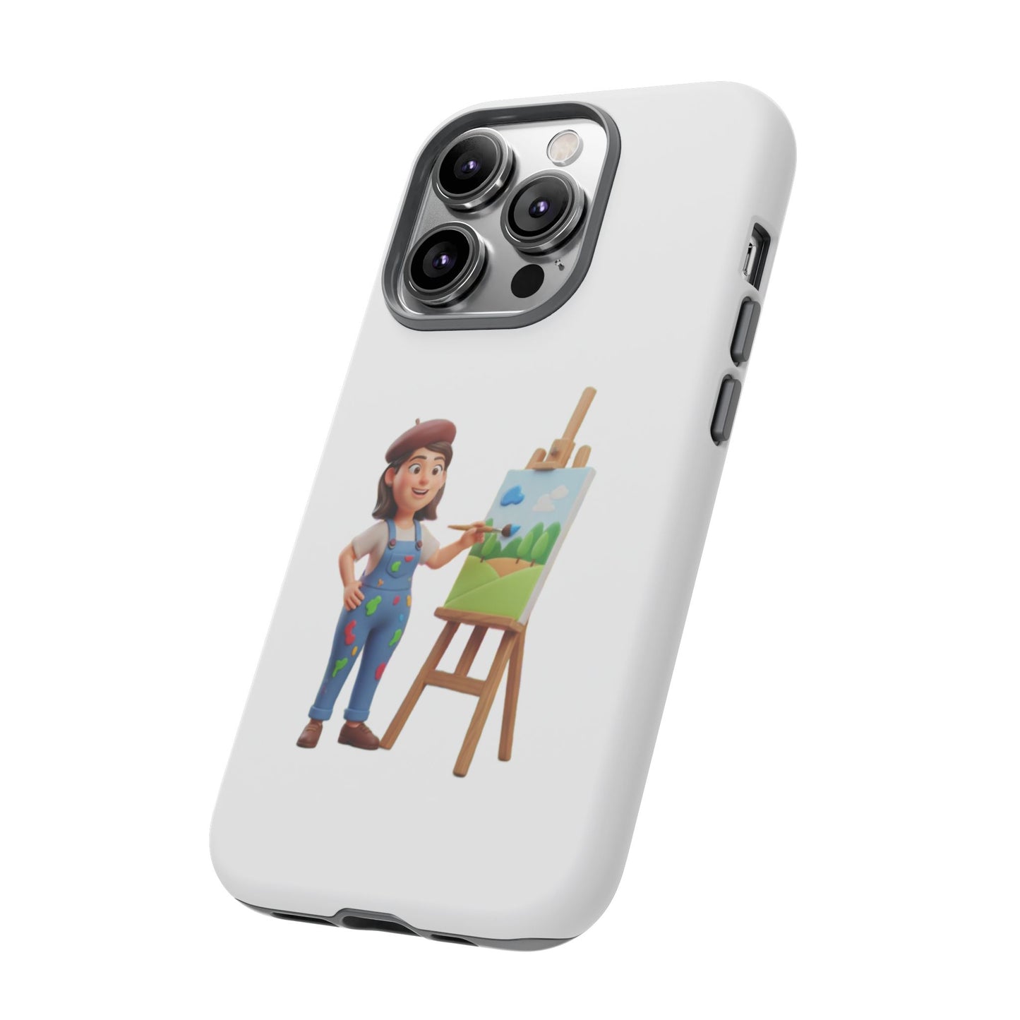 iPhone Artist Painter Phone Case — Cute Female Artist with Easel Protective iPhone Cover
