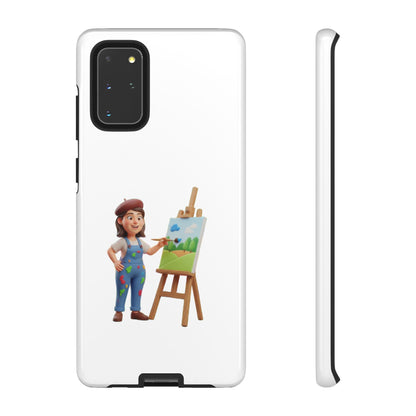 Samsung Handyhülle mit Künstlermotiv – Schutzhülle mit niedlicher Illustration einer Malerin