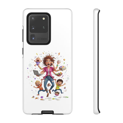 Samsung Mom Life Phone Case — Funny Juggling Mom Illustration Protective Case