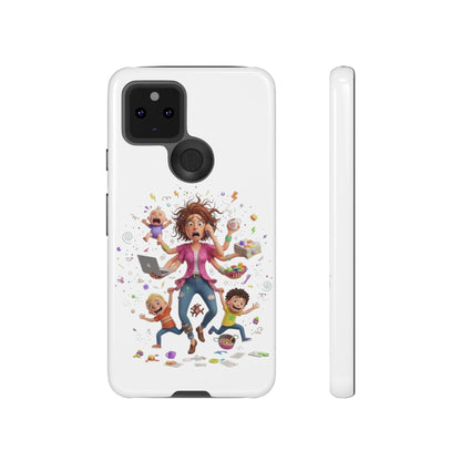 Funda para Google Phone - Diseño de caricatura de mamá frenética (Vida de mamá caótica y divertida)