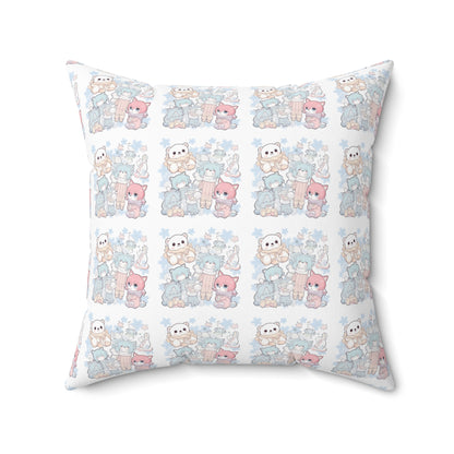 Niedliches, pastellfarbenes Plüschkissen – Dekokissen mit Kawaii-Tiermuster