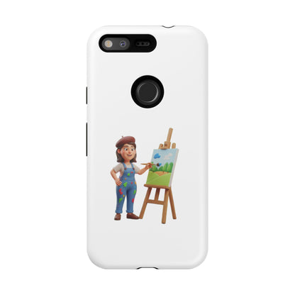 Google Artist Painting Phone Case — Cute Female Painter Illustration Phone Cover