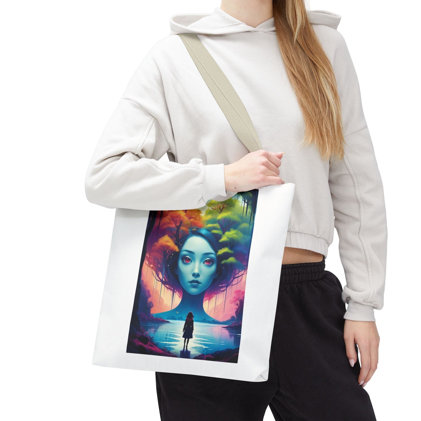 Dreamscape Portrait Tote Bag — Surreal Forest Girl Art